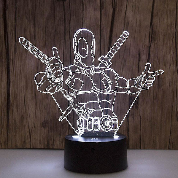 Deadpool 3d LED natlampe til børneværelset