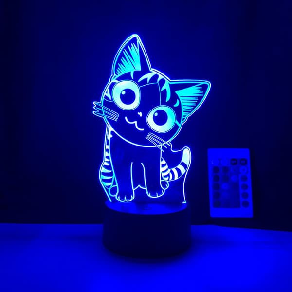 LED nattlys Anime Katt 3D illusjonslampe med R