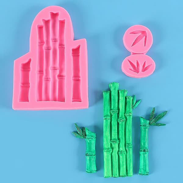 1 set silikonform värmebeständig DIY 3D multifunktionell bakning bambu bladform kök tillbehör