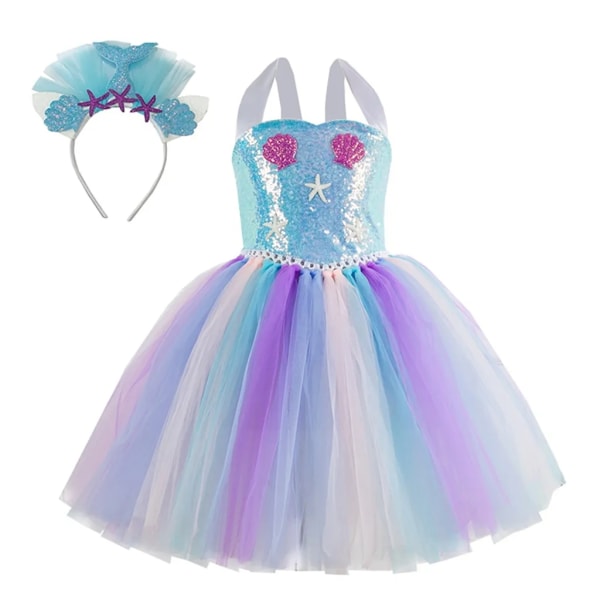 Liten flicka Tutu Toddler Barn Födelsedagsfest Prinsessdräkt Halloween kostym med pannband, L
