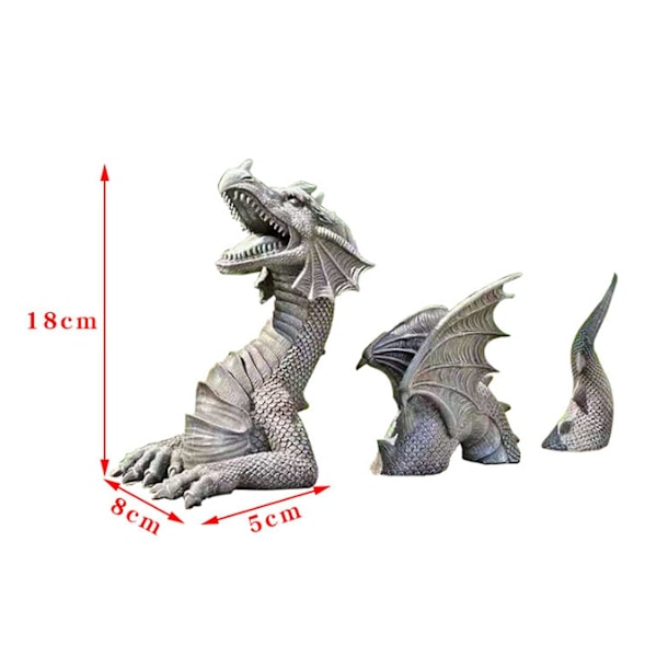 Drage Gotisk Have Dekoration Statue, Drage Af Slot Voldgrav Plæne Have Statue Til Udendørs Plæne Og Have Dekoration, Hvid