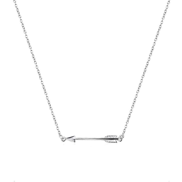 Silver Sideways Hängsmycke Halsband Pil Design Halsband för Kvinnor Män