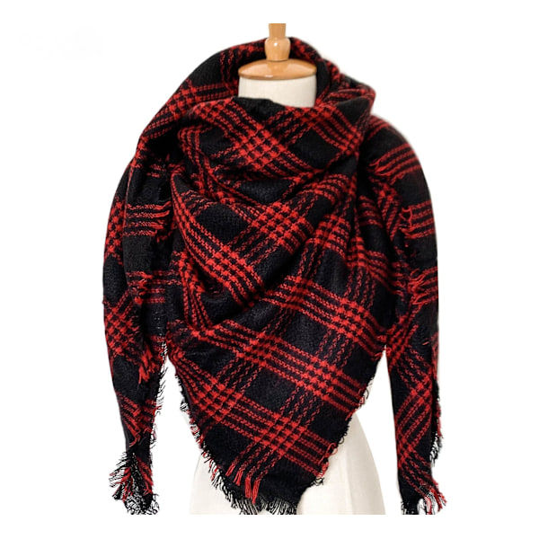 Kvinners Tartan-skjerf - Vinter Lange Skjerf Rutete Varme Innpakninger Ull Britisk Stil For Damer Spinning Dusksjal Lang Stola, 14