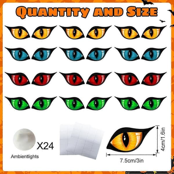 Dekorationskit med läskiga ögon, Ambient Glow, 24-pack för Halloween B