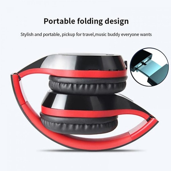 T5 Stereo hopfällbara spelheadset för Bluetooth 5.0-stöd Tf-kort 9d-headset hifi-headset hopfällbart trådlöst headset öronsnäcka hörlurar