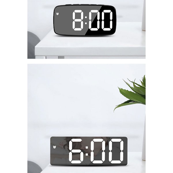 LED Digitalt Alarmur - Nem betjening - Let at se store tal, indbygget nattelys, stemmestyring, lyst hvidt digitalt display