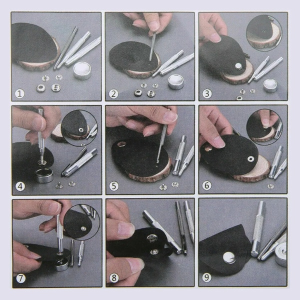 120 set Läder Snap Kit 12,5 mm metallknappar med 4 installationsverktyg för kläder, jackor, jeans, armband, väskor