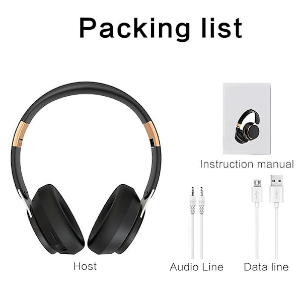 Foldbare trådløse Bluetooth-hodetelefoner Hifi Deep Bass Stereo Headset med mikrofon Hd støydemping Audio Earphone for smarttelefoner/nettbrett/lapt
