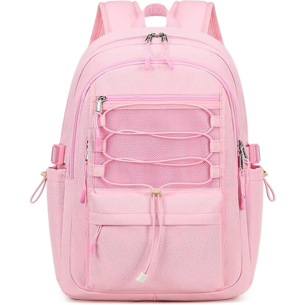 Resväska för bärbar dator med flickors helgresor Fritidsdag Semester Ryggsäck Unisex 15,6 tum Skola Söt Lätt Hög kapacitet Present Boken Ryggsäck (Rosa)