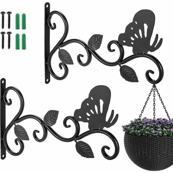 Hængende kurvholder 12" Væghængende kurvholder Plantekrog til havekurv Lanterne Plæne Lyse blomsterpotter - Pakke med 2