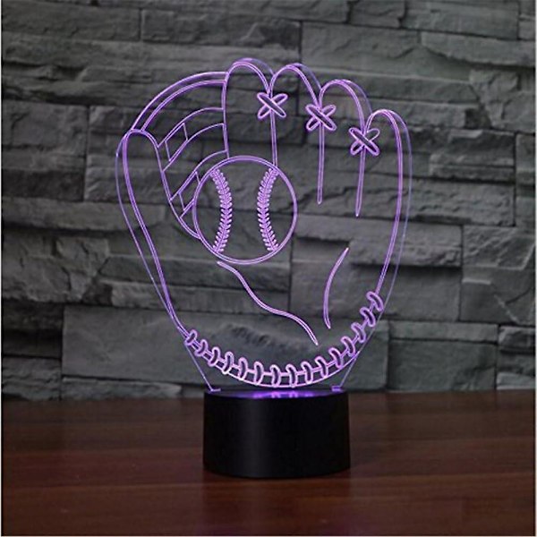 3D LED Baseball Handske Lys Illusion Sensor Natlys med Smart Touch og USB-kabel 7 Farve Variable LED Duftlys til Soveværelse Dekoration