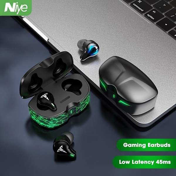 Nier Gaming-hörlurar 65 ms låg latens TWS Bluetooth-headset med mikrofon Stereo Bass Audio Sound Positioning Pubg Trådlöst headset Bluetooth-headset