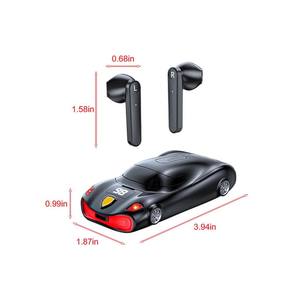 Peliurheiluautoa mallintava langaton Bluetooth-kuuloke