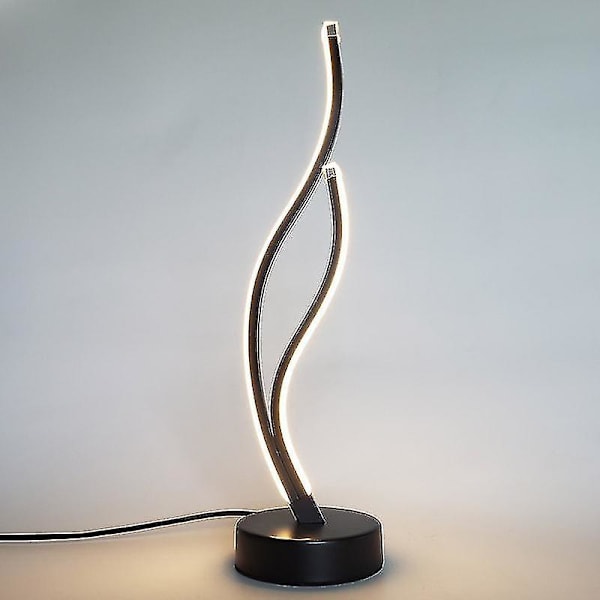 18w LED-bordslampa - Spiralformad akryl sängbordslampa (EU varmvit)（Svart）