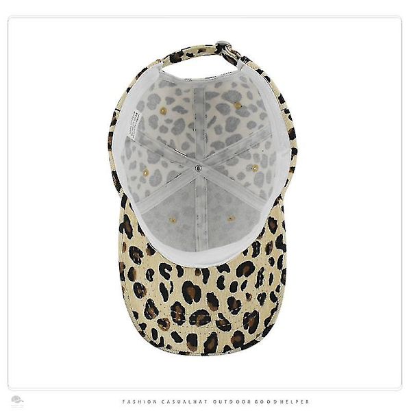 Höst och vinter leopardmönstrad manchester basebollkeps dam retro mode böjd tak duck tunga keps utomhus sport varm hatt（khaki）
