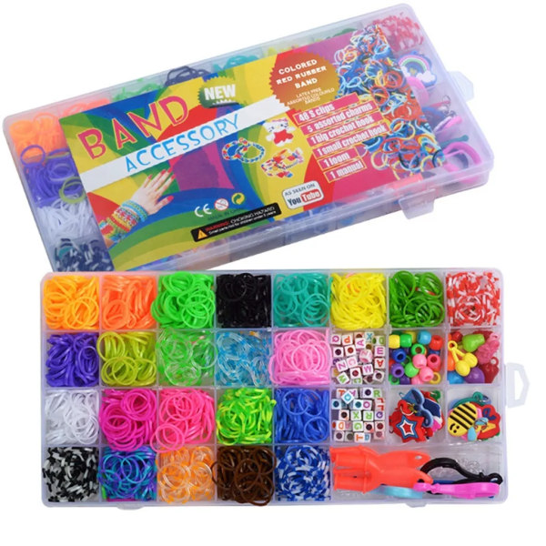 Loom Bands Kit Loom Bands with Loom and Hook Rainbow Webbing Bands för armband