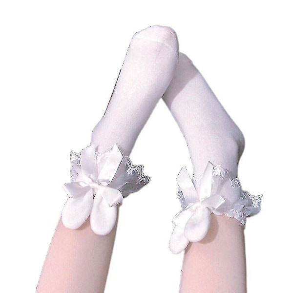 Söta I Crew Socks P Kaninöron Spets Rosett