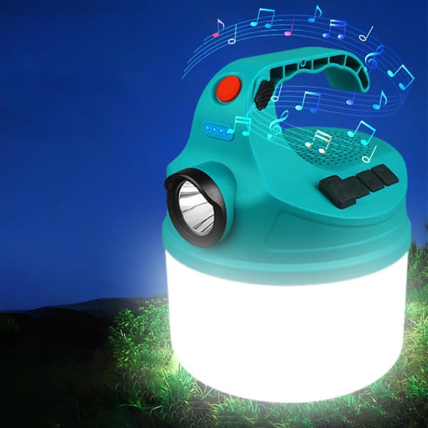 Genopladelig lommelygte med Bluetooth-lyd og lys til udendørs camping（I）