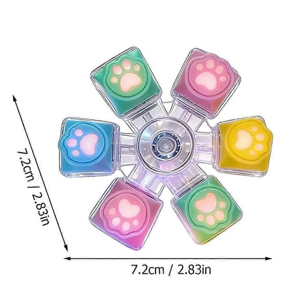 Kattepote mekanisk bryter-spinner - LED-opplyst 2-i-1 fidget-nøkkelring E