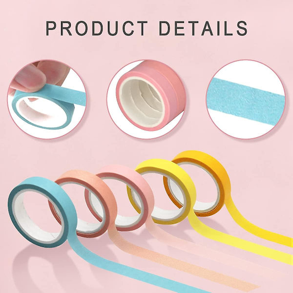 Washi Tejp Set, 40 Rullar Färgade Dekorativa Regnbågstejp, Skrivbar Hantverkstejp för Presentinslagning, Scrapbookingtillbehör
