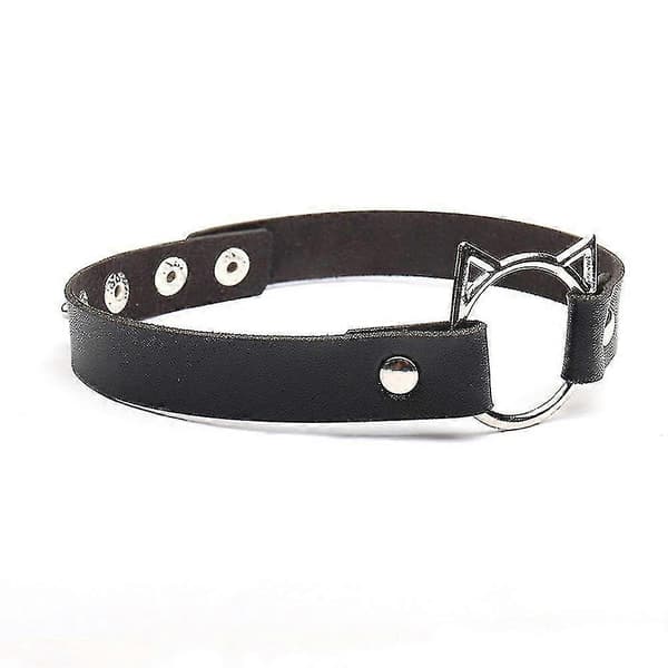 Kvinnor Flickor Rund Gotisk Krage Halsband Pu Katt Punk Choker