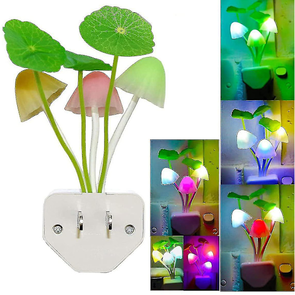 Led natlys med smart sensor, plug-in sød svamp natlys