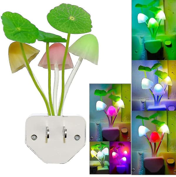 Nattlampa med LED-sensor, söt svampnattlampa med smart sensor