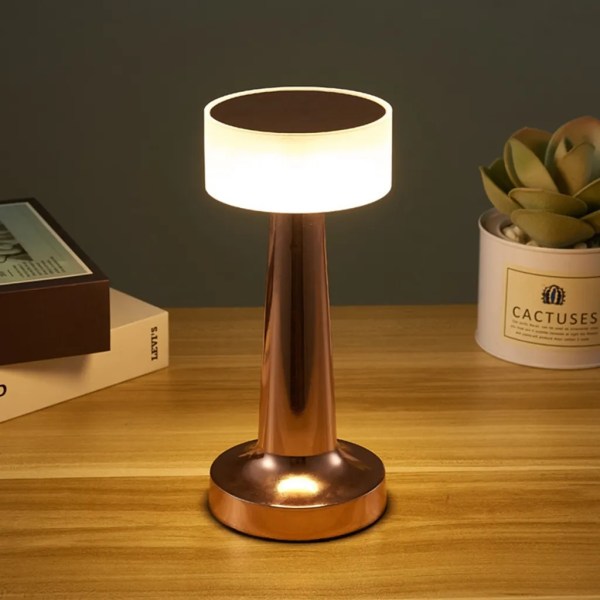 Trådlös metall 3 färger bordslampa, uppladdningsbar 1800mAh USB LED bordslampa för restaurang bar sovrum Silver-B