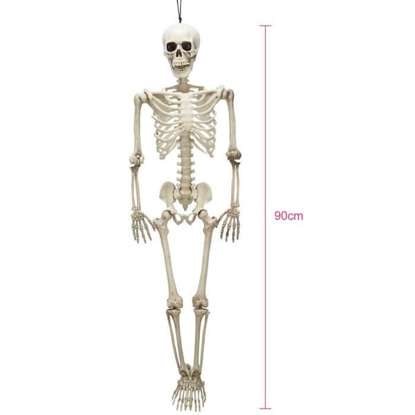 Dekorationer og underholdning - 90 cm leddelt skelet til Halloween
