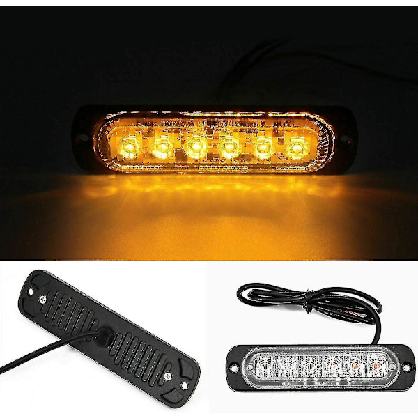 Nødlys med strobelys, 8 stk. 6 LED gule blinklys, 12/24v farevarselblinklys for bil
