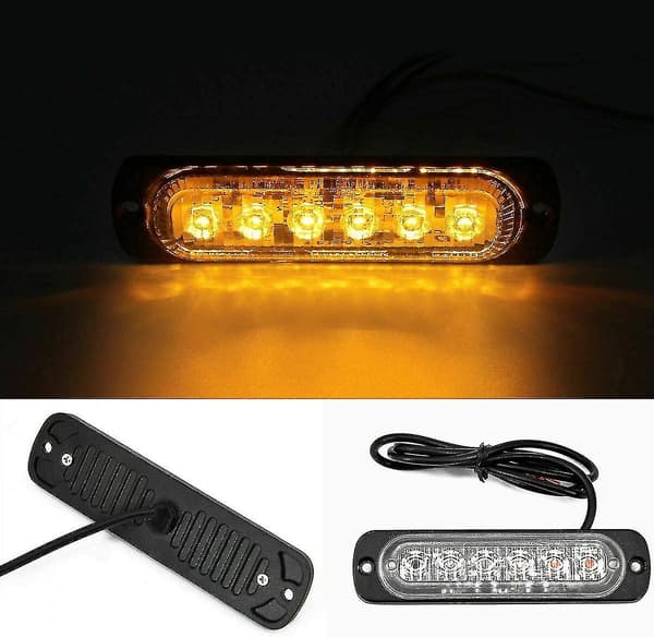 Nødstrobelys, 8 stk. 6 LED ravfarvede blinklys, 12/24v fareadvarselssignallamper til bil
