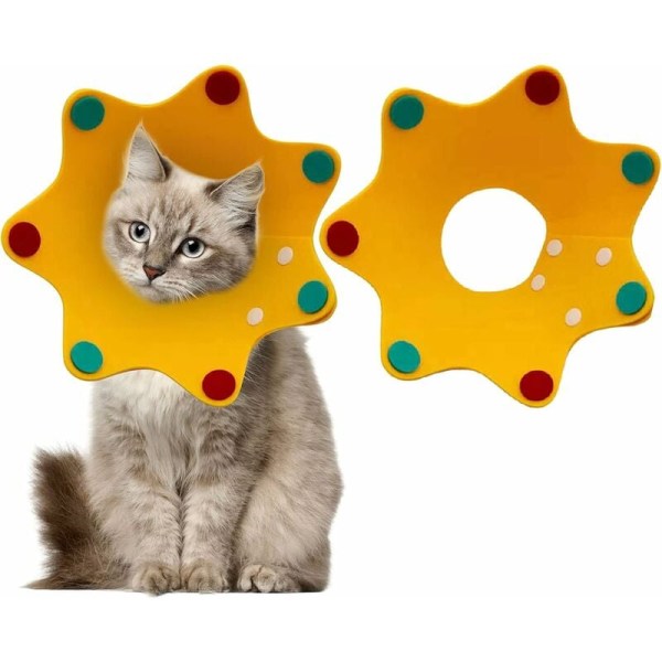 Kattehalsbånd Hundehalsbånd Kjæledyrbeskyttelseshalsbånd Pakke med 2 skaderestitusjonshalsbånd for hunder og katter (gul, M)
