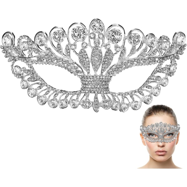 Rhinestone maskerad mask diamant halvansikte fest mask maskerad kostym rekvisita silver