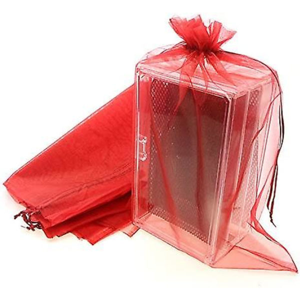 Röda 60 st Organza Dragkedja Påsar Presentpåsar 6x9 Tum