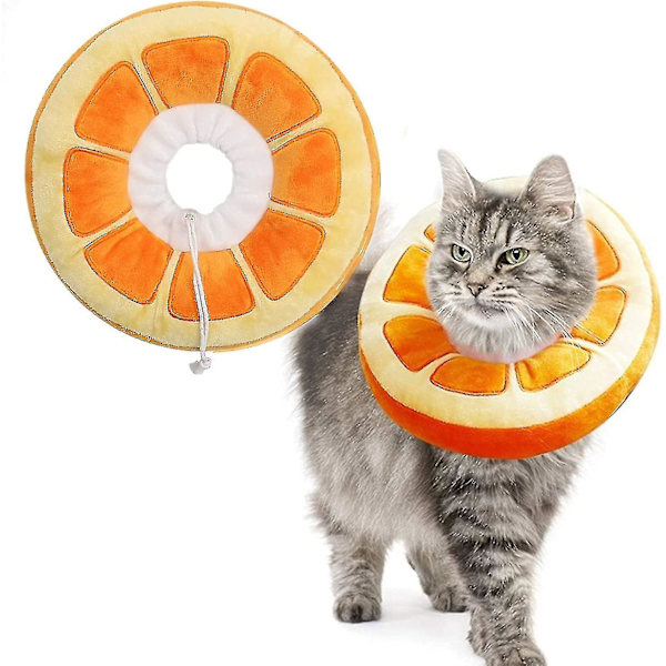 Sl Runmeihe kattkrage krage for bedring, justerbar kattkrage, myk elisabethansk krage oransje 1 stk)