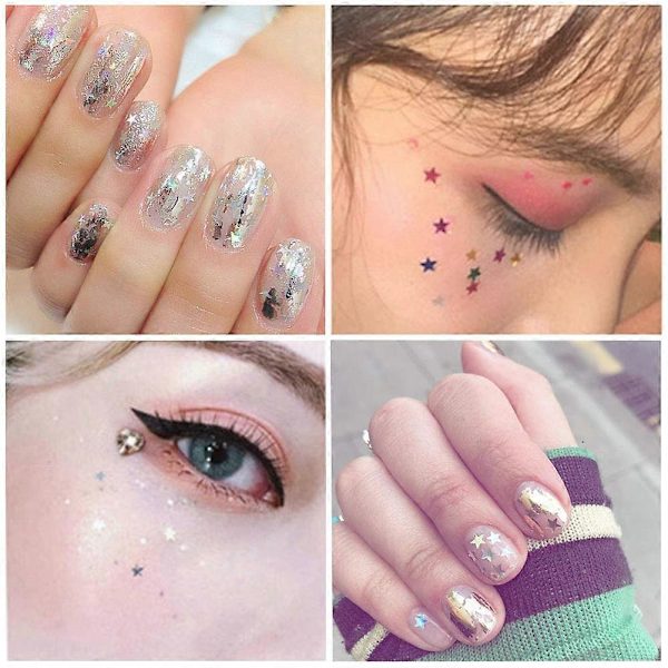 Laser Tiny Star Glitter Sparkle Shiny Falska Naglar Sekvenser Akryl Pailletter Redial Naglar Fest Dekoration DIY Hantverk Premium Nagelkonst Kropp Öga B