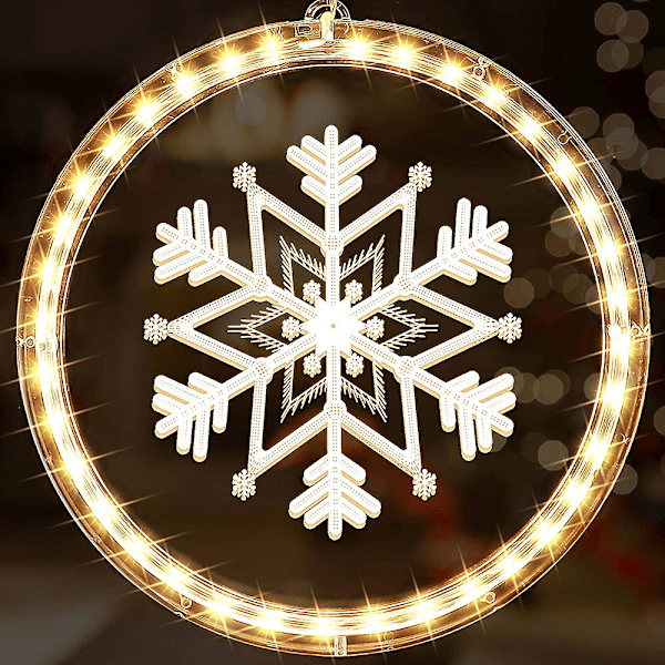 Indoor Christmas Window Lights 3D Battery Operated Decorative Lights With Suction Cup For Bedroom Patio Warm White