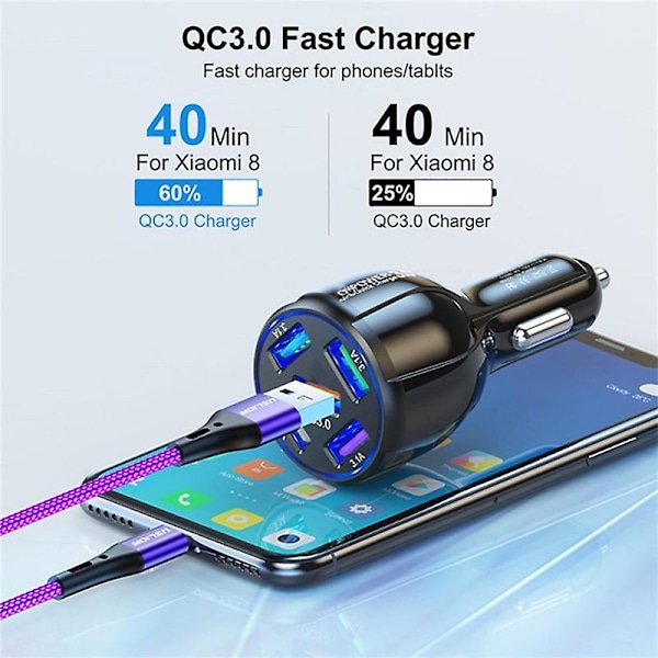 15a 5usb Hurtiglading Billader Qc3.0 5 Porter Billader 15a Lader Mobiltelefon Lading I Bil Billader Usb Biler