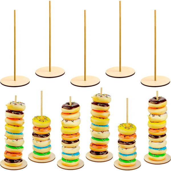 Donutställ i 5 delar, löstagbart munkställ för bröllops- och födelsedagsfester (rund stil)