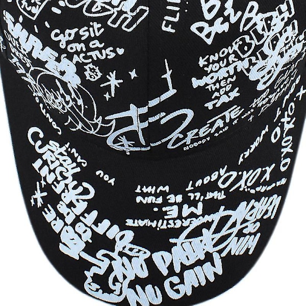 Hatt Herr Graffiti Tryck Baseball Cap Kvinna Utomhus Fritid Resor Solskydd Anka Tunga Cap（Vit）