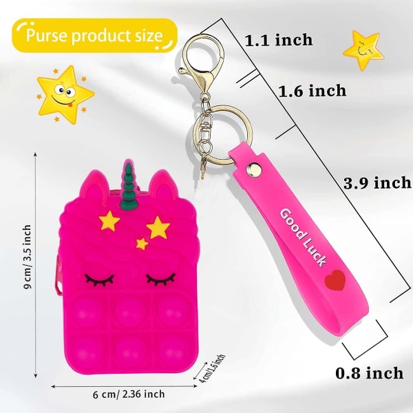 Mini Unicorn Pop Myntväska Nyckelring Fidget Sensory Toy Pouch, Push Bubble Wallet Bags