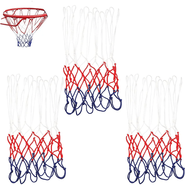 Paket med 3 Basketboll Nät, Professionella Nät för Standardstorlek Korgar, för Utomhusbasket