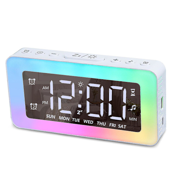 Hd-spegel Multifunktionell LED-väckarklocka Student Sovsal Nattljus Digital Väckarklocka Vakna Väckarklocka