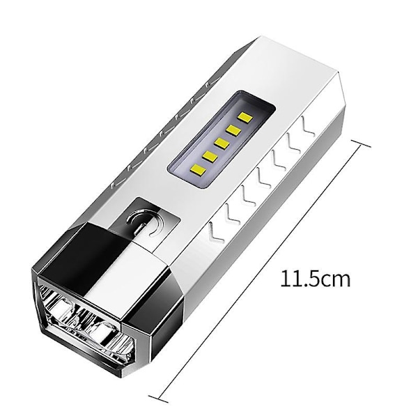 Usb-laddningsbar 2 Led + 5 Cob Ficklampa 4 Belysningslägen Mini Bärbar Nödlampa