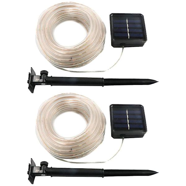 2 set med 100 LED solcellslingor 39,3ft 8 lägen solcellslingor för trädgård staket uteplatsröd