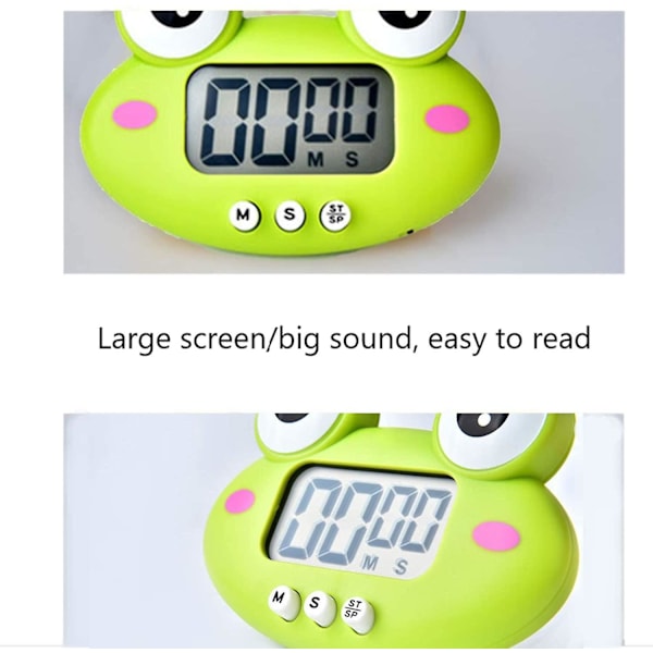 Justup Nedräkningstimer Digital Kök Timer Med Magnetisk Lcd Stor Skärm Visuell Klocka Hängbar Alarmklocka --- Rosa Groda
