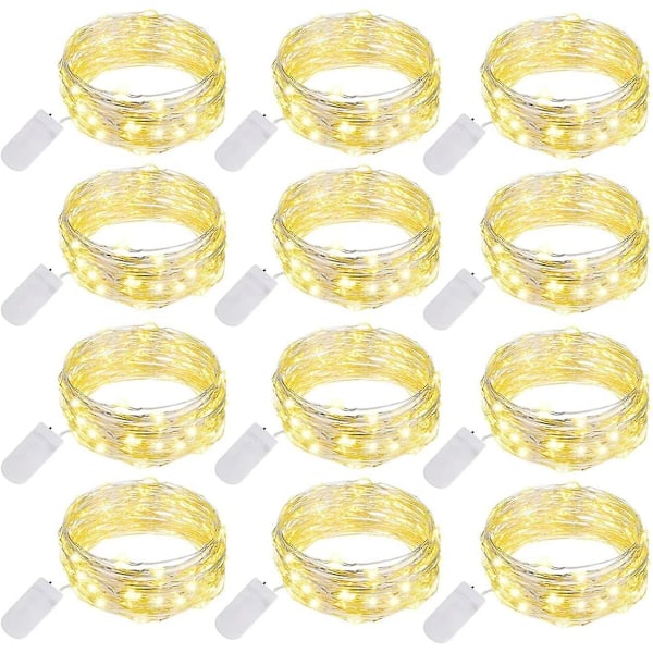 Fairy String Lights 12 Pack 20 LED Firefly Light Micro Wire Battery Operated Starry Lights Warm White