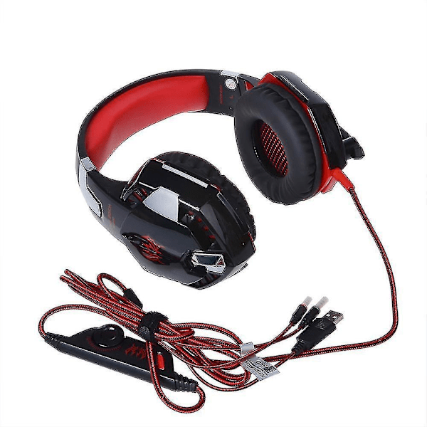 Gaming Headset 7.1-kanalsljud Bas-hörlurar（Röd）