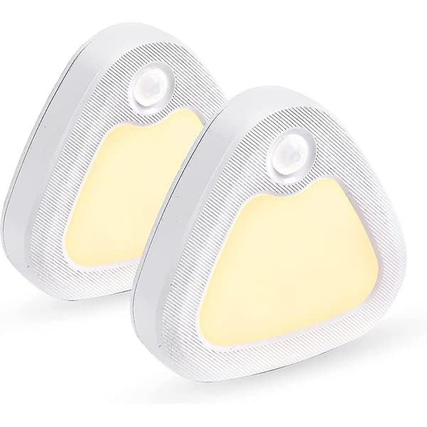 LED-nattlampa med rörelsesensor och skymningssensor, triangulär garderobsbelysning för barnrum, sovrum, hall, toalett (2-pack)