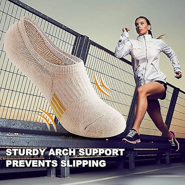 Dam No Show Strumpor Atletiska Ankelstrumpor Dämpade Löparstrumpor Låg Skuren 8 Par/Färg:Beige*2+svart*2+grå*2+vit2/Storlek:5-8